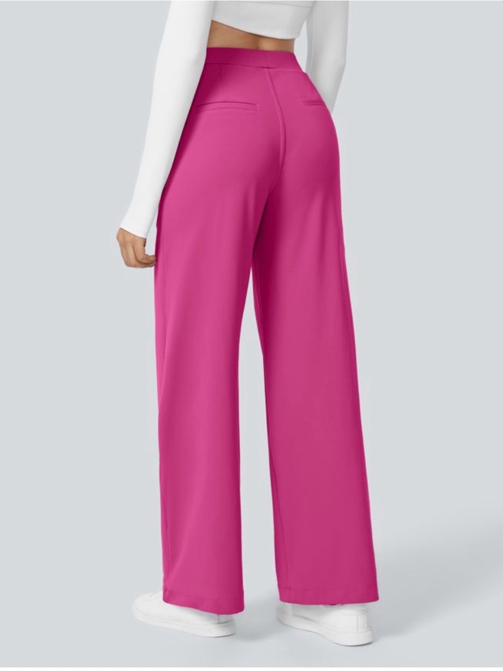 Women’s Wide-Leg High-Waist Pants - Fuchsia Pink